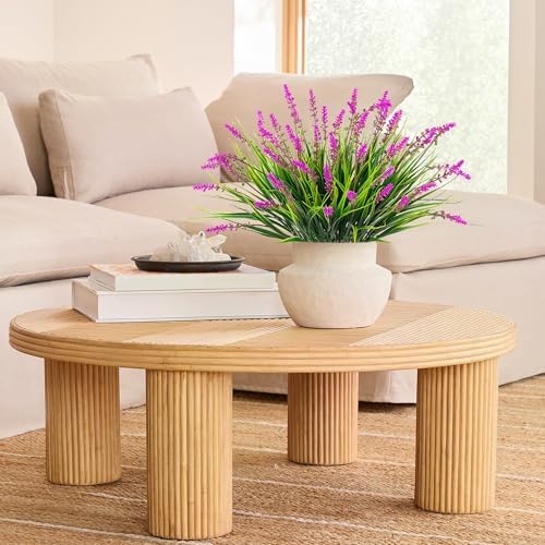 Artificial Flowers Faux Plants for Outdoor Decoration, 12 Bundles Fake Monkey Grass for Home Garden Front Porch Balcony, Lavender Flowers Shrubs UV Resistant No Fade Greenery Bush Planter (Lotus) - Image 5