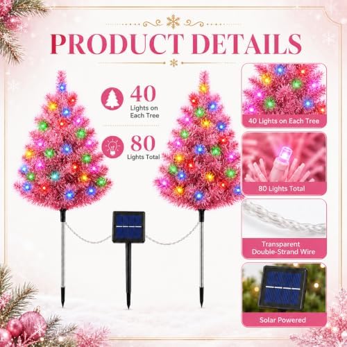 FANFX Solar Christmas Tree Lights 2 Pack Outdoor Pathway Yard Holiday Decor - Image 3