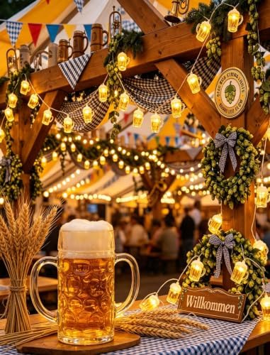 10LED Beer Mug String Lights, 8.5Ft Oktoberfest Decorations Party Lights - Image 4