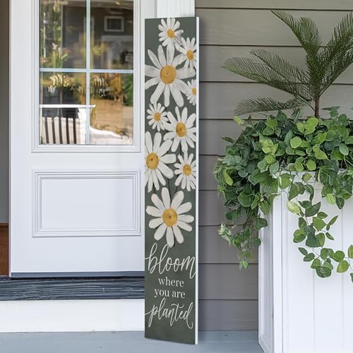 8"x48" Spring Welcome Sign for Front Porch, Hello Spring Porch Sign for Front Door Durable PVC Welcome Home Decorations for Outdoors p (Design 17) by BasicFundamentals