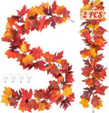 2Pack 11.8FT Fall Garland, Fall Mantle Garland for Indoor Outdoor Autumn by Helimoto