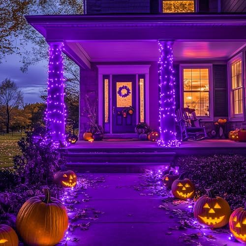 JMEXSUSS 250 LED Purple Halloween Lights, Connectable Purple Lights Outdoor - Image 2