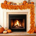 9FT Soft Touch Thanksgiving Norfolk Pine Fall Garland with Timer Lights by Obralitic