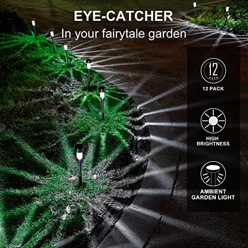Solar Lights Outdoor Waterproof, Solar Garden Lights, Cold White, 12 Pack - Image 4