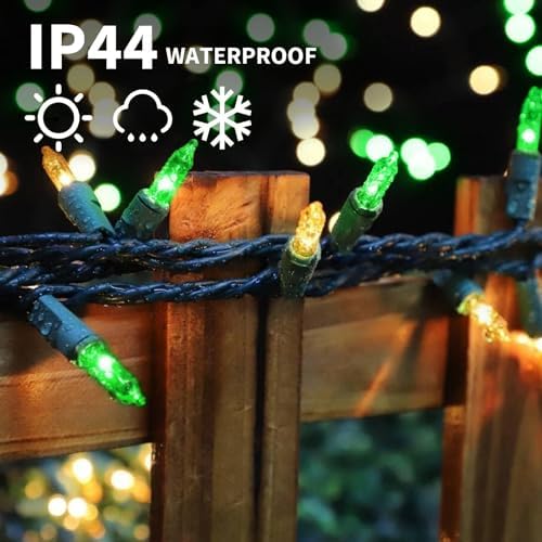 LAMPHOME St. Patrick's Day Mini String Lights, Super-Bright Extendable Green and Yellow Christmas Lights Decoration 100Lights 19.6ft UL Certified Mini Bulb for Outdoor Christmas Tree Decor - Image 3