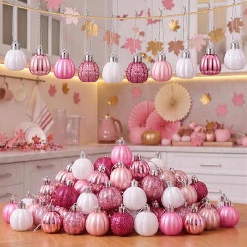 Colingmill 36 Pcs Fall Tree Ornaments, Cute Pink Pumpkin Hanging Ornaments - Image 3