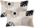Boho Black Pillow Covers 12x20 Set of 2 Mid Century Beige Tropical Leaf Throw Pillow Covers Outdoor Decor Modern Abstract Decorative Pillow Cases Farmhouse Linen Cushion Case for Couch Sofa by JEFERSO