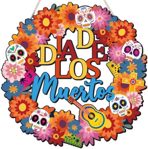 COCHIE Día De Los Muertos Sugar Skulls Door Decorations Welcome Sign by COCHIE