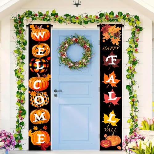HOMETITUTE Happy Fall Porch Banner Set 12 x 71 Inch 2 Pack - Image 4