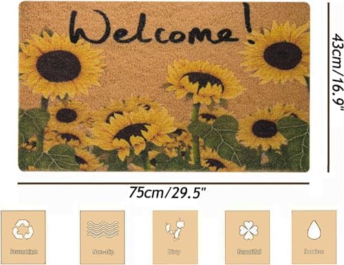 Hello-Summer-Welcome-Mat-Outdoor-Sunflower-Coir-Doormats-Front-Door-Mat-Outside-Entrance-Summer-Funny-Doormat 30"x17" (Sunflower) - Image 3