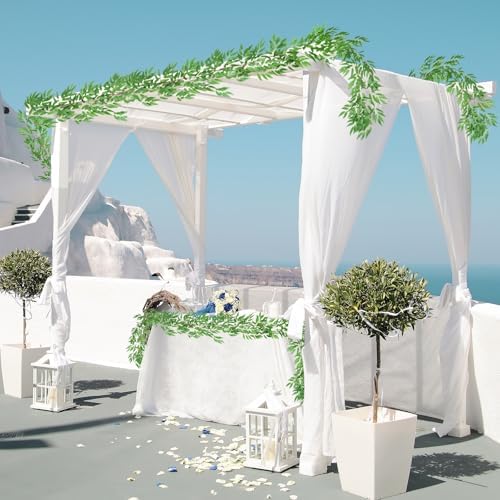 RECUTMS Artificial Silk Willow Leaves Twig Garland 2Pc 6Ft Light Green Vine - Image 4