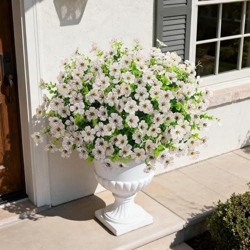 Ouddy Decor 24 Pcs Artificial Flowers for Outdoors Decorations, White - Image 3