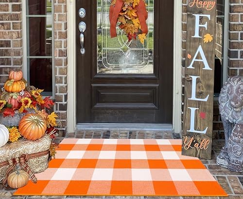 Fall Layering Rug 24"x35" Orange and White Halloween Door Mat Outdoor - Image 6