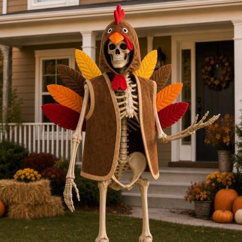 2 Pcs Turkey Outfit for 12 Ft Skeleton Thanksgiving Yard Accessories by Unknown