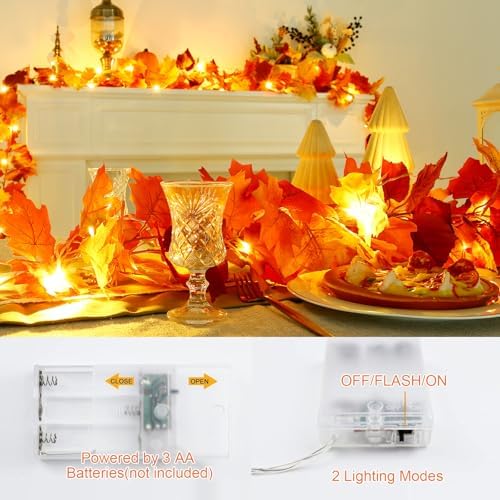 Joyhalo 2 Pack Fall Garland with 6.5FT LED Lights - Image 4