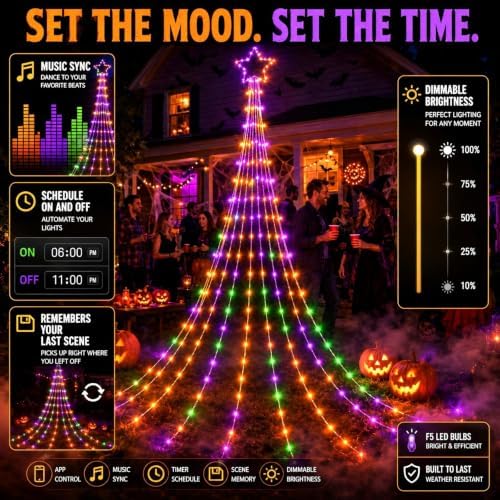 Avatar Controls Halloween Star Waterfall Lights, 16.5FT 245 LED RGB - Image 4