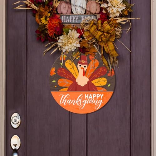 Happy Thanksgiving Door Sign, Thanksgiving Turkey Decorations for Home Office Front Door Porch Kitchen Farmhouse Fall Autumn Hanging Sign Wall Decor - Image 3