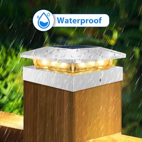 Peasur 8 Packs 4x4 White Solar Post Cap Lights Outdoor with 3 Modes - Image 4