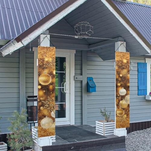 Gold Christmas Decorations Door Banners for Front Door Holiday New Year Christmas Door Hanging Porch Signs Outdoor Hanging for Home Indoor Xmas Decor Wall 2 Pack - Image 3