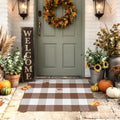Uphome Bufflo Plaid Outdoor Rug 2'x3', Fall Decor Small Checkered Front Door Mat, Indoor Outdoor Farmhouse Cotton Porch Rug for Layered Door Mats, Washable Brown Area Rugs for Patio Entryway by Uphome