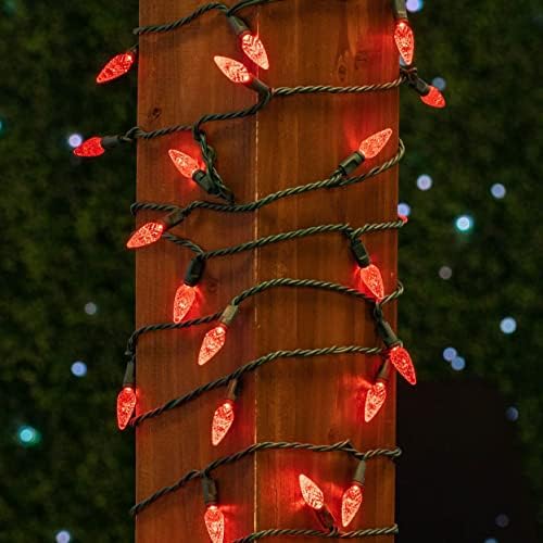 Novelty Lights 24FT 70 LED C6 Red Christmas String Lights, Green Wire - Image 3