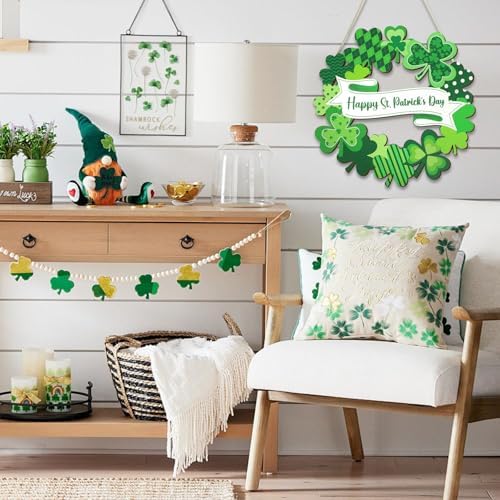 Wood Wreath for Front Door Porch Window Wall Hanging Decor (Green) - Image 4
