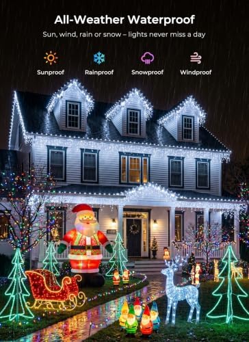 Brightown Christmas Icicle Lights Outdoor, 66 Feet 138 Drops with 736 LED, 8 Modes Waterproof Connectable Twinkle Fairy String Light for Christmas Thanksgiving Hanging Icicles (Pure White) - Image 5