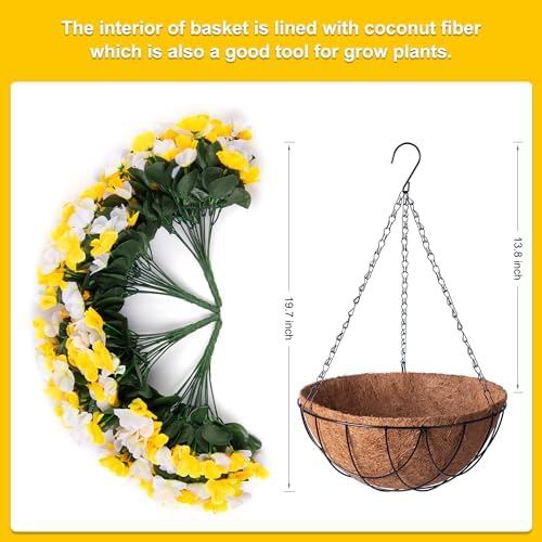 INXUGAO Artificial Hanging Flowers with Basket for Outdoor UV Resistant - Image 4