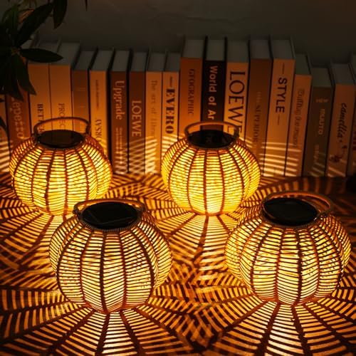 Solar Lanterns Outdoor Waterproof, Solar Pumpkin Lanterns 4 Pack by KagoLing