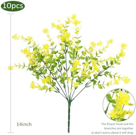 RECUTMS Spring Greenery Decor 10 Bundle Artificial Yellow Fall Fake Flowers - Image 2