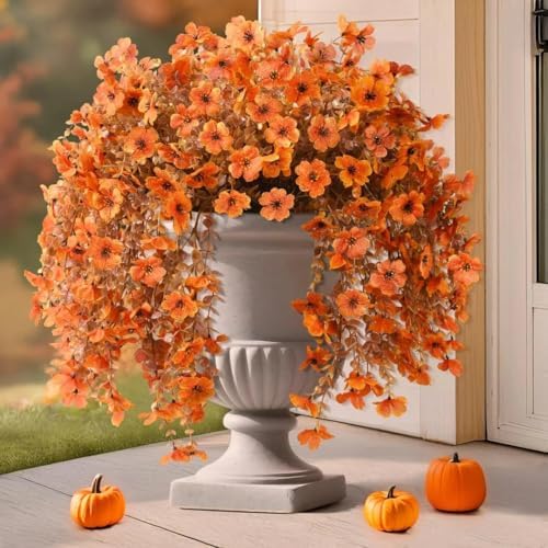 Artificial Fake Fall Flowers Faux Mums for Outdoor Outside Decoration - Image 6