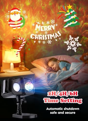 Christmas Projector Lights Outdoor 26 HD Effects (3D Ocean Wave + Patterns) Waterproof with Timer Holiday Projector Lights for Indoor Christmas Halloween Night Disco Party, RGB + Multicolor - Image 6