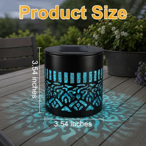 2PCS Seven-Color Changing Solar Mandala Projection Wall Light, Metal Mandala Projection Wall Light, Solar Powered Waterproof Color Changing Light for Yard Art Porch Patio Backyard Decor - Image 5