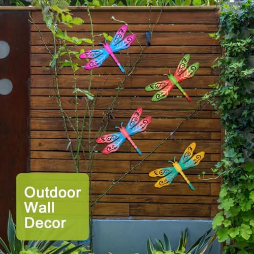 4 Pcs Retro Metal Dragonfly Outdoor Wall Art Hanging Decor - Image 5
