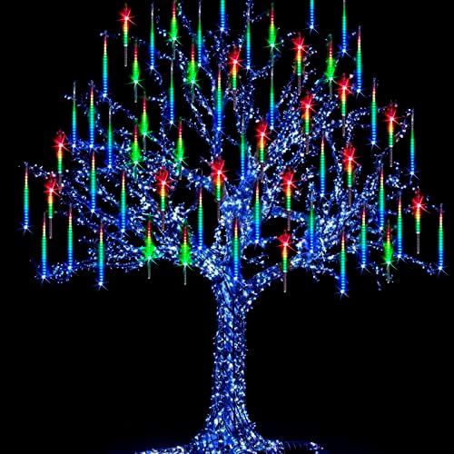 Meteor Shower Rain Lights with 25 Tubes 600 LEDs Waterproof Icicle Snow Fall String Lights for Party Tree Home Patio Outdoor Decoration (25 Tubes, Colorful) by FYYZY