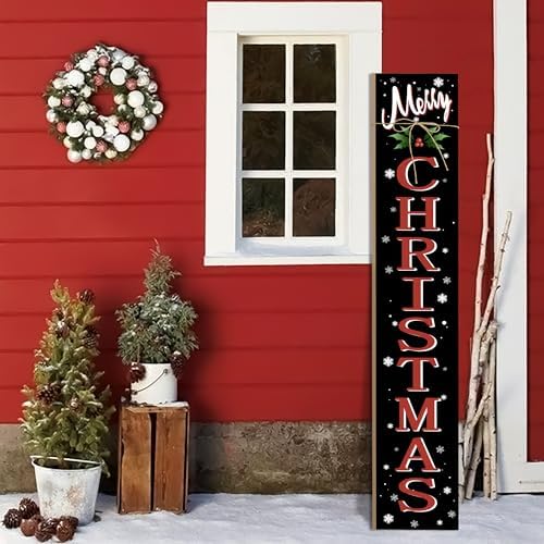 Merry Christmas Welcome Porch Sign Xmas Wooden Door Sign 47'' Large Porch Sign for Home Front Door Yard Party Decor by AUSTAB