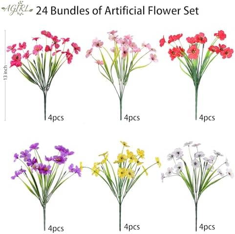 AGIRL Artificial Flowers Outdoor UV Resistant Fake Plant Garden Patio Decor - Image 2