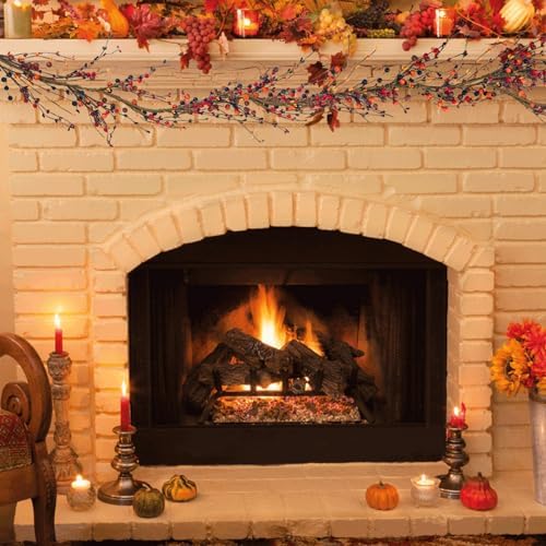 4.2 FT Fall Berry Garland - Artificial Orange Stems and Autumn Vine for Mantel, Fireplace, Christmas Tree, Front Door, Thanksgiving Table Decor - Image 5