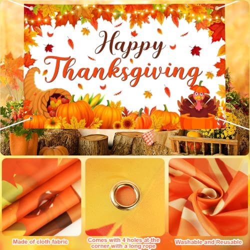 Large Thanksgiving Banner Decorations Outdoor 72x44 Inch,Turkey Maple Leaf Pumpkin Decorations Gifts for Indoor Home House Decor Party Supplies,Yard Sign Background for Photography - Image 2