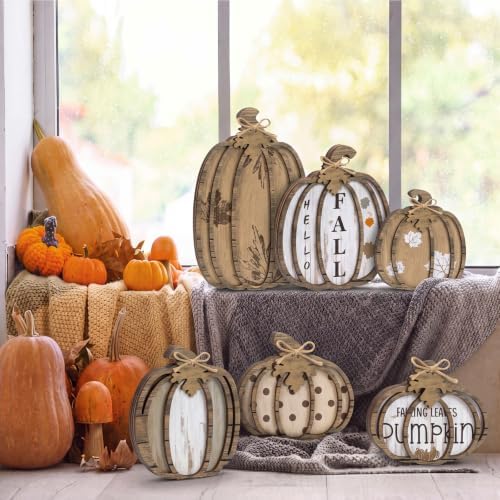 Leinuosen 6 Pcs Fall Pumpkin Decor for Home, Neutral Fall Decor - Image 5