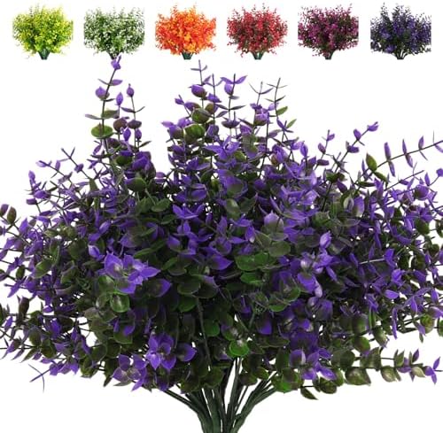 RECUTMS Artificial Fake Outdoor Plants Flowers for Spring Decoration 8Pcs by RECUTMS