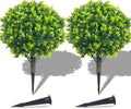 PATIO CHOICE Topiary Trees Artificial Outdoor Boxwood Ball Trees with Ground Spike Set of 2 22" Fake Outdoor Plants Faux Bushes and Shrubs Decorations for Outdoor Indoor Front Porch Garden by LittleBeaver