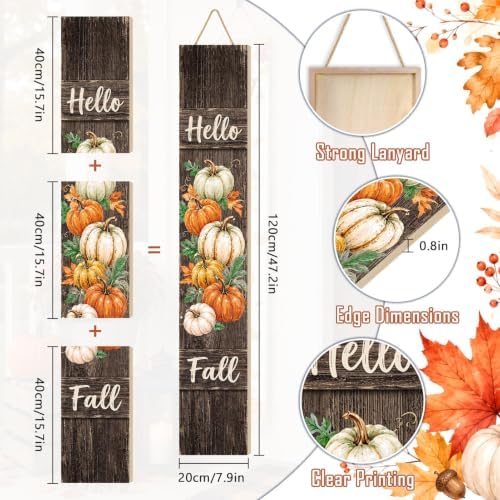 Fall Welcome Porch Sign, Wooden, 47.2", for Front Door, Fall Pumpkin - Image 2