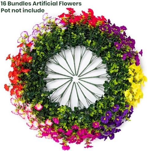 Artificial Faux Flowers for Outdoor 16 Bundles Fake Morning Glory,8Color - Image 4