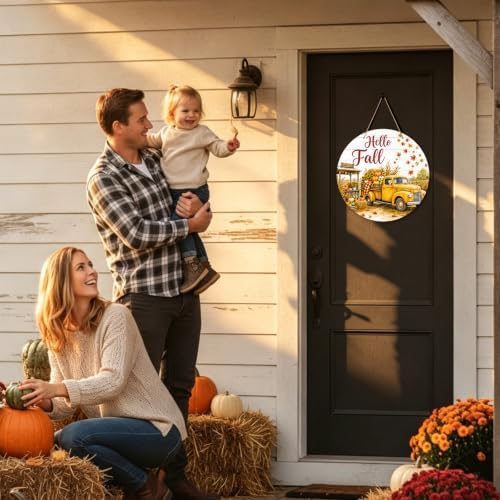 PETCEE Hello Fall Door Sign Fall Decorations for Home Wall Fall Door Decor - Image 5