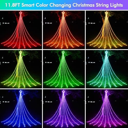 HOLILLUMA 12FT Smart Waterfall String Lights Outdoor Christmas Decorations - Image 2