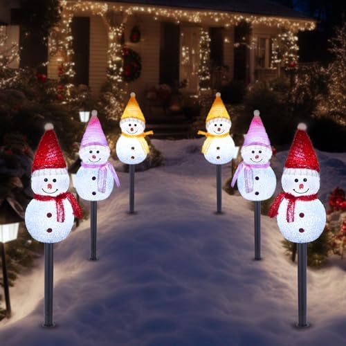 Solar Christmas Snowman Pathway Lights Outdoor Decoration, 6 Pack - Image 5