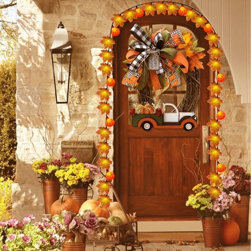 Fall Decor Maples Leaf String Lights, 13.6FT LED Maple Leaf Lights with 35 LED Light, Plug in Fall Decorations for Indoor Outdoor Thanksgiving Christmas Halloween Harvest - Image 3