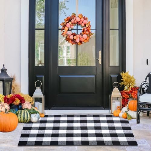 Buffalo Plaid Area Rug 3x5 Ft, Black White Indoor Outdoor Rug - Image 7