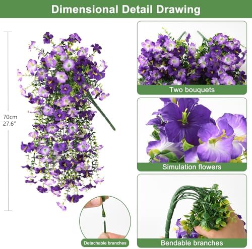 INQCMY Artificial Fake Flowers Plants for Outdoor Spring Summer Decoration - Image 2
